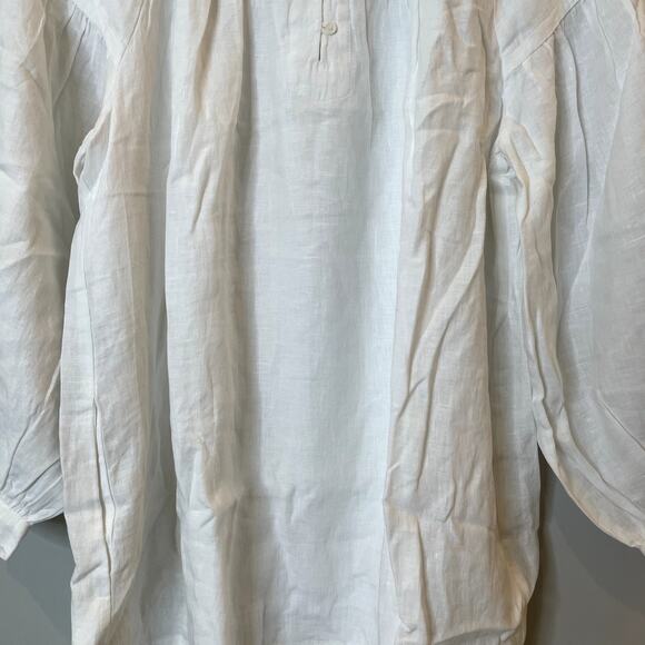 J.Crew Gathered Popover Dress Mini Linen Long Sleeve Beach Holiday CJ500 White M - Picture 5 of 16